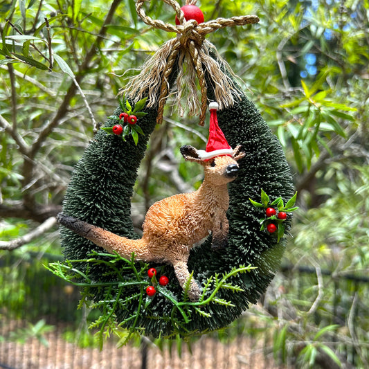 Christmas Decoration - Bristle Brush Door Hanger Kangaroo